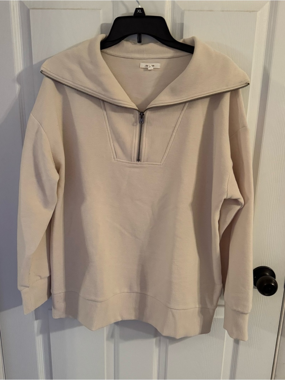 Maurices Cream Zip-Collar Cowl Pullover
